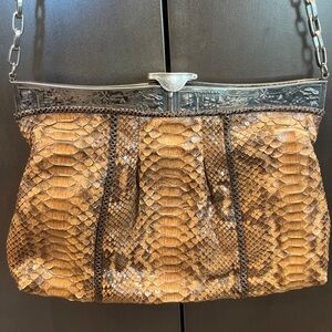 Elegant Brown Vintage Grace Ann Agostino Snakeskin Women's Bag